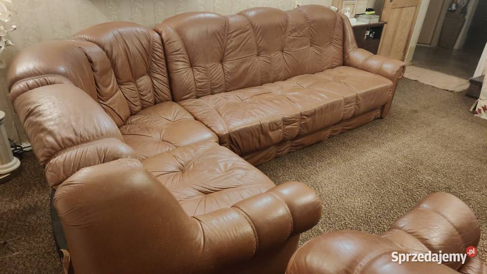 Skórzana kanapa narożna z fotelem pomorskie Gdańsk