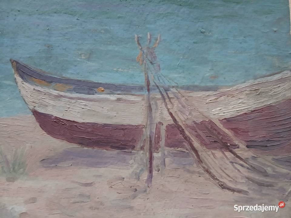 Obraz morze pejzaż morski stary łódź rybacka Obrazki i obrazy Warszawa sprzedam