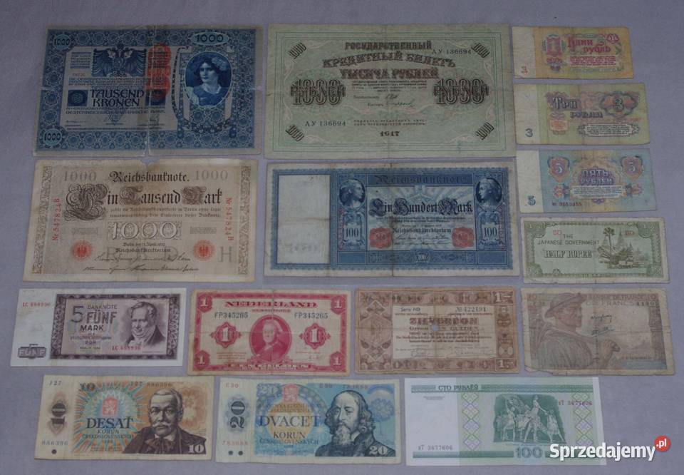 Zestaw banknotów różnych 10 Płock