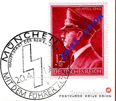 Adolf Hitler Pocztówka urodzinowa 20041943r Pocztówki i karty telefoniczne Katowice