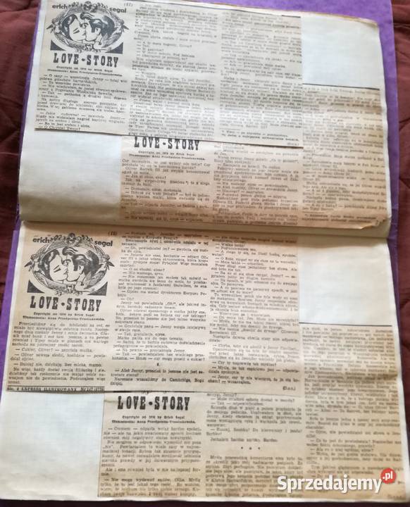 Powieść Love Story wydana w odcinkach w gazecie Antykwariat Łódź
