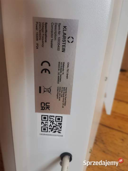 Grzejnik konwektor Klarstein 1500 W biały WI FI Trzcianka sprzedam