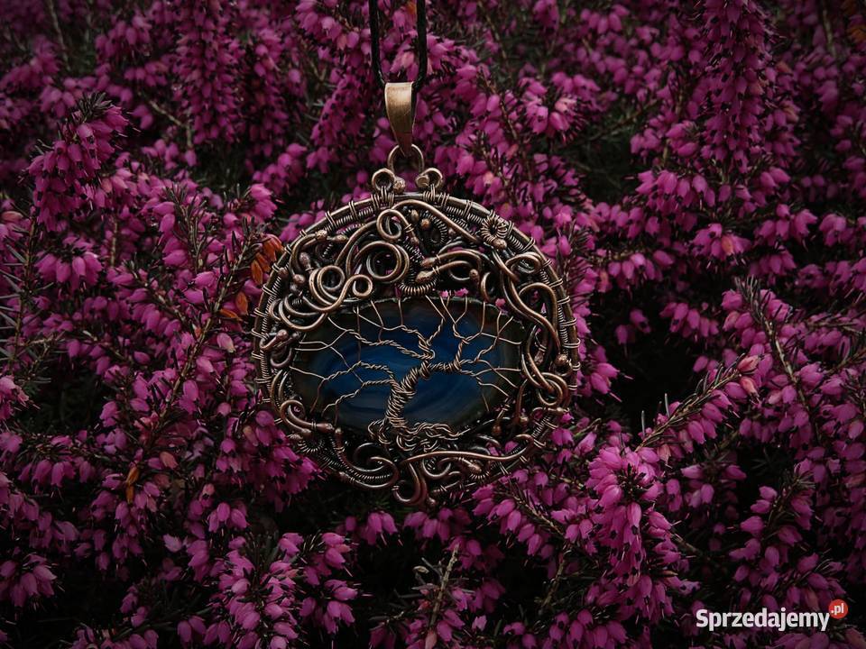 Medalion wisior drzewo życia agat rękodzieło małopolskie Kraków