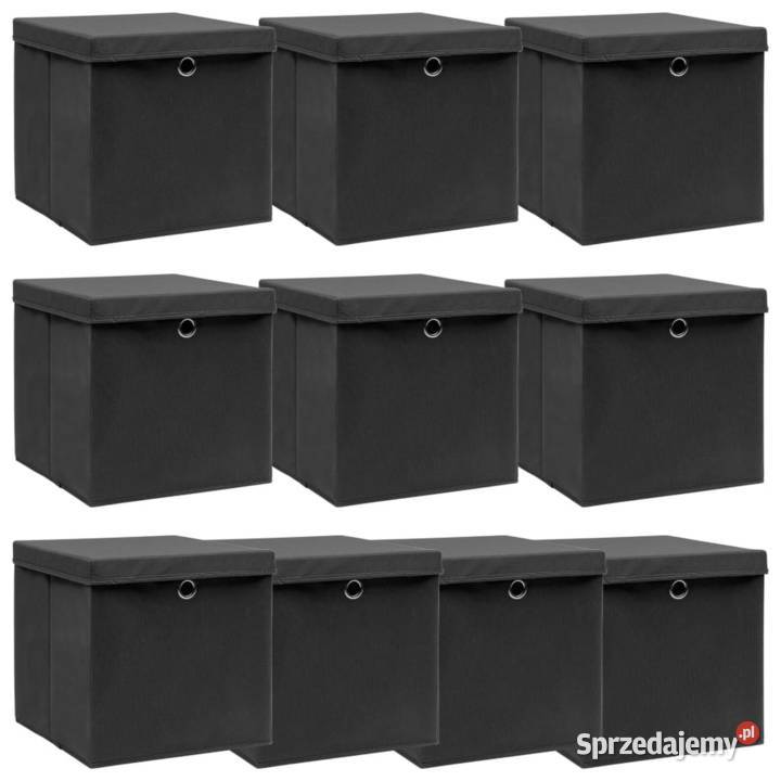 vidaXL Pudła z pokrywami 10 czarne 32x32x32 Pozostałe
