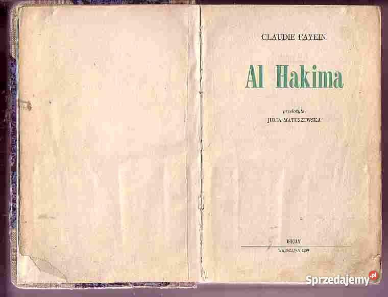 4726 AL HAKIMA CLAUDIE FAYEIN literatura piękna - proza zagraniczna małopolskie