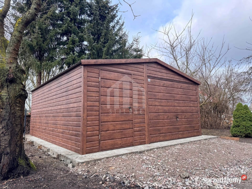Garaż blaszany 5x5m brama drzwi drewnopodobny Leszno