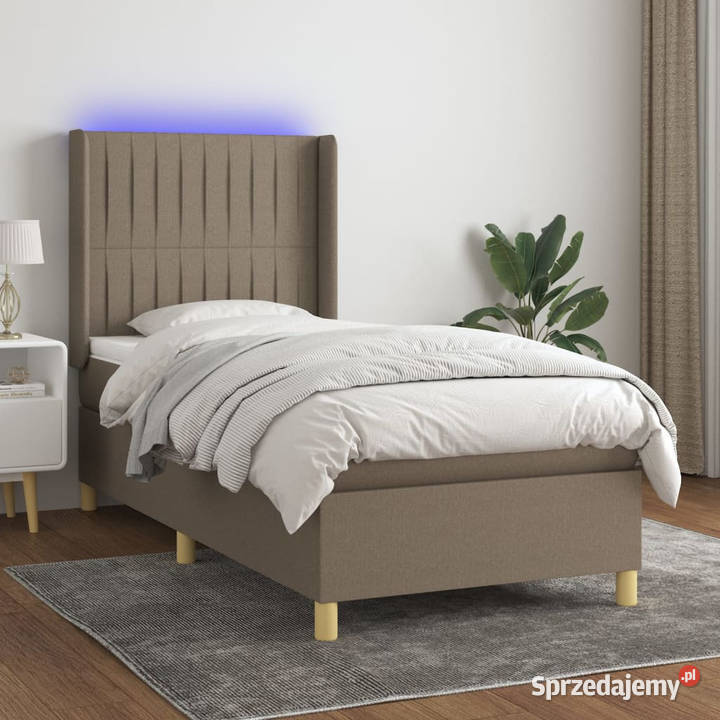 Łóżko kontynentalne z materacem taupe tkanina 128cm Warszawa