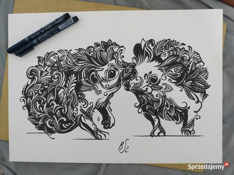 Rysunek jeże cienkopis blok tech A3 250 gm2