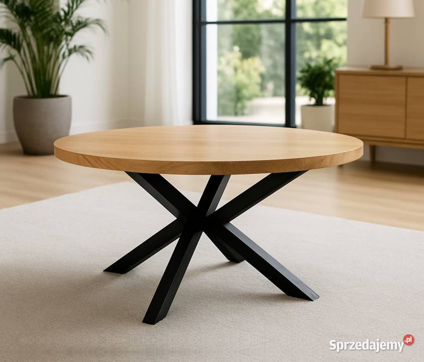 Stół PAJĄK Dębowy Okrągły LOFT Lite Drewno Różne 77cm Dom i Ogród Olsztyn