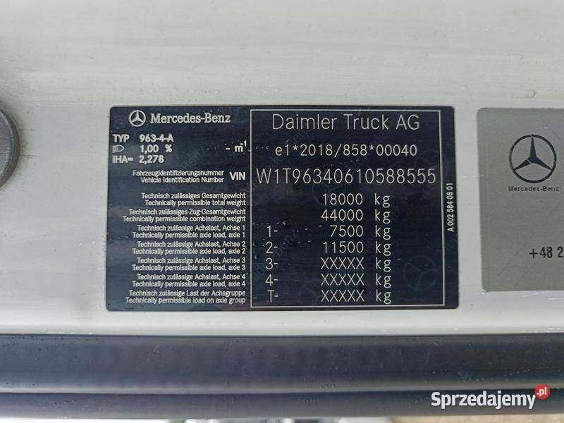 MERCEDESBENZ ACTROS 1845 LSNRL 2022 1280900 ccm Warszawa