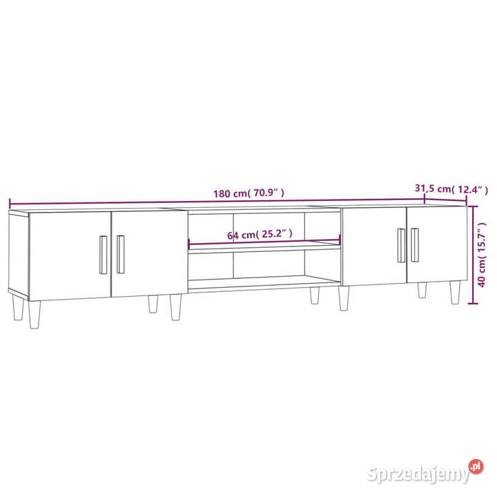 Szafka pod TV przydymiony dąb 180x315x40 Warszawa