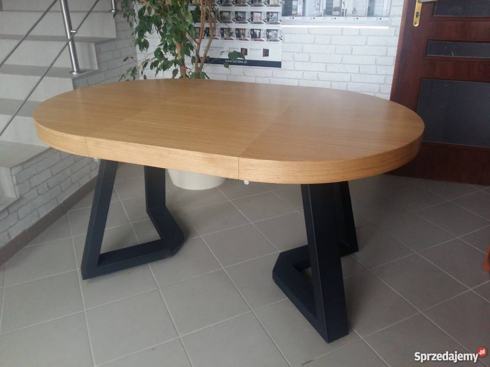 Stół okrągły dębowy LOFT loftowy lite drewno 90cm Meble podkarpackie Jasionów