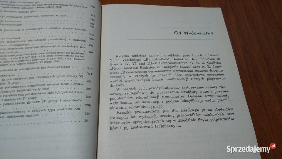 Rekombinacja promienista w półprzewodnikach pomorskie Gdańsk sprzedam