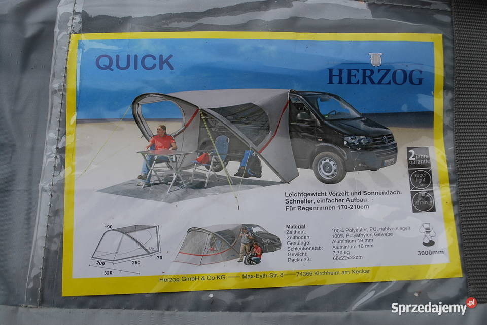 PIĘKNY NAMIOT HERZOG QUICK IDEALNY DO BUSA Inne pojazdy i łodzie Grzebowilk