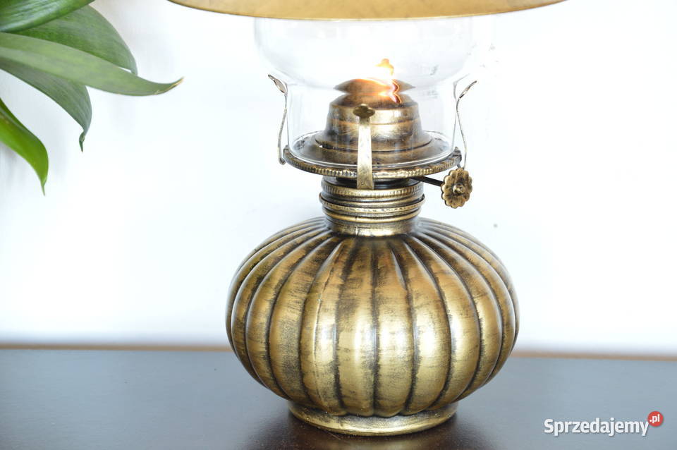 szklana LAMPA NAFTOWA stara patynowana