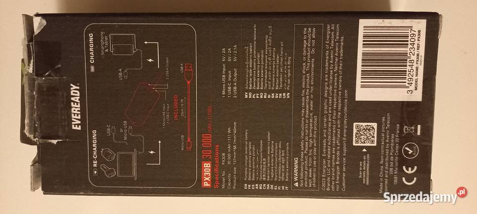 Powerbank Eveready PX30B 30 000 mAh czarny