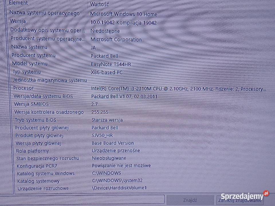 Laptop Packard Bell Windows 10 Łódź sprzedam