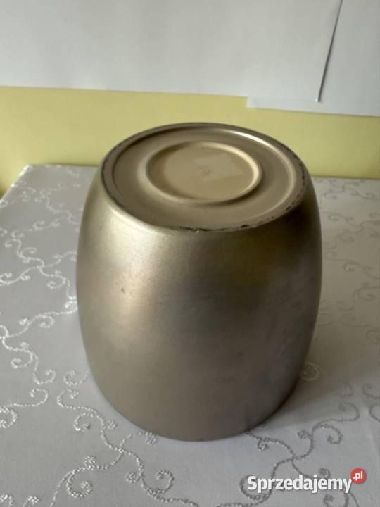 Donica duża ceramiczna srebrna lakierowana