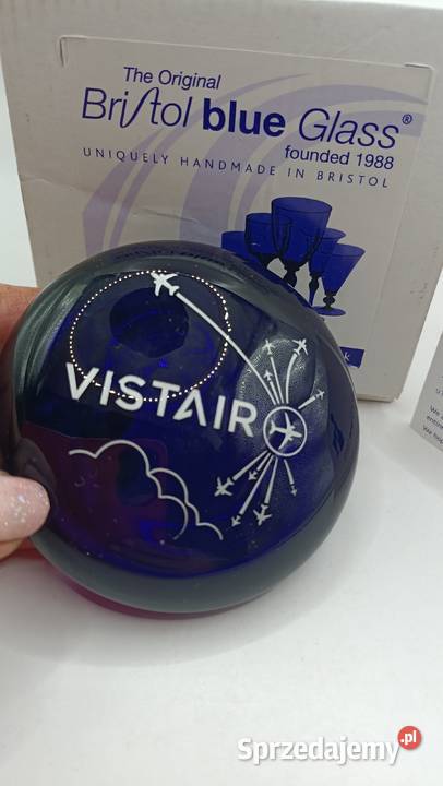 Bristol blue glass przycisk szklany z logo Zamość