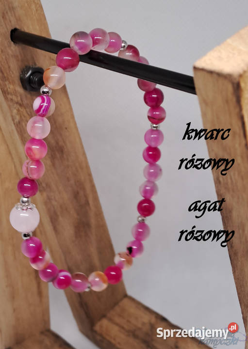 Bransoletka kwarc różowy agat różowy crazy