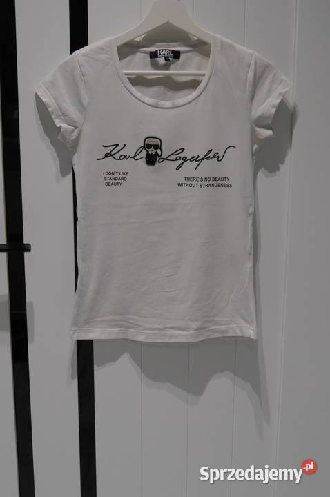 Karl Lagerfeld fajna bluzka gumowane logo 36 S krótki Wrocław