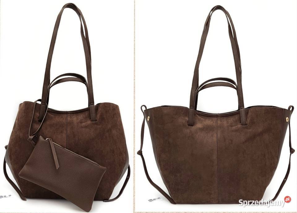 Torebka Czekoladowa Zamsz GALLANTRY Poszerzana Warszawa