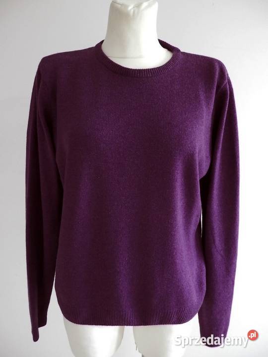 Sweter Pure Wool Wełniany Wrzosowy Lawendowy fioletowy