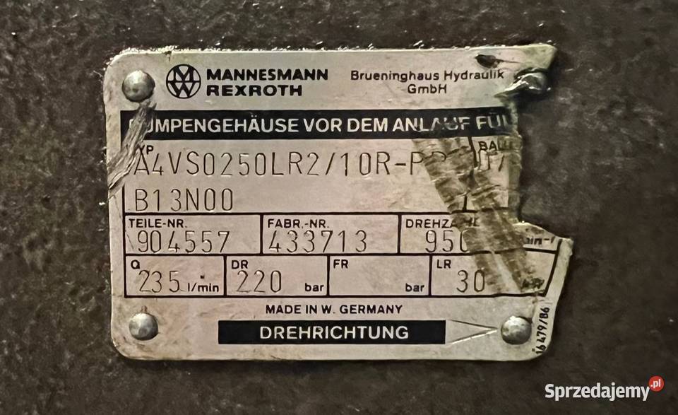 Rexroth A4VSO250LR2 10R PPB13N00 R910918394 Układ hydrauliczny Poznań