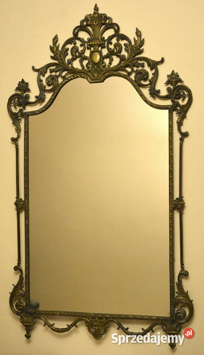 Lustro z metalową odlewaną rokokową ramą Antyki Ostrzeszów