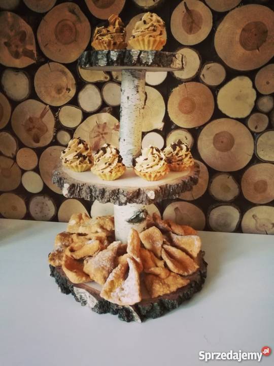 Patera na tort ciasto muffin Plastry drewna odcienie brązowego Rybnik