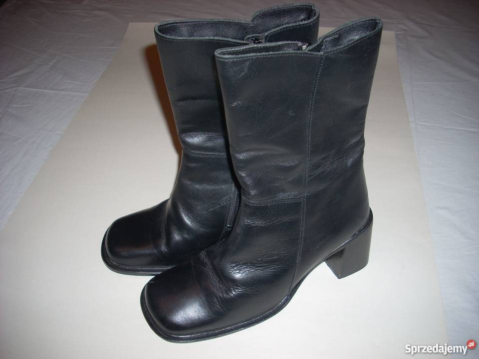 Skórzane Botki Kozaki 37 Skóra Nowy Sącz