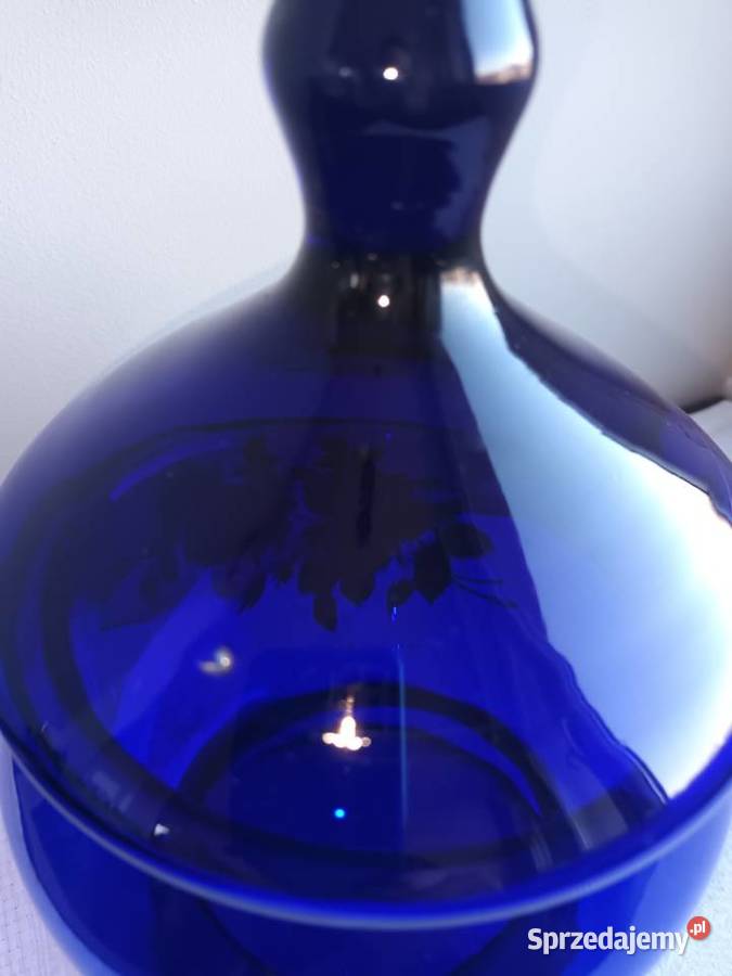 Piękny wazon masywny niebieskie kobalt szkło pomorskie Gdańsk sprzedam