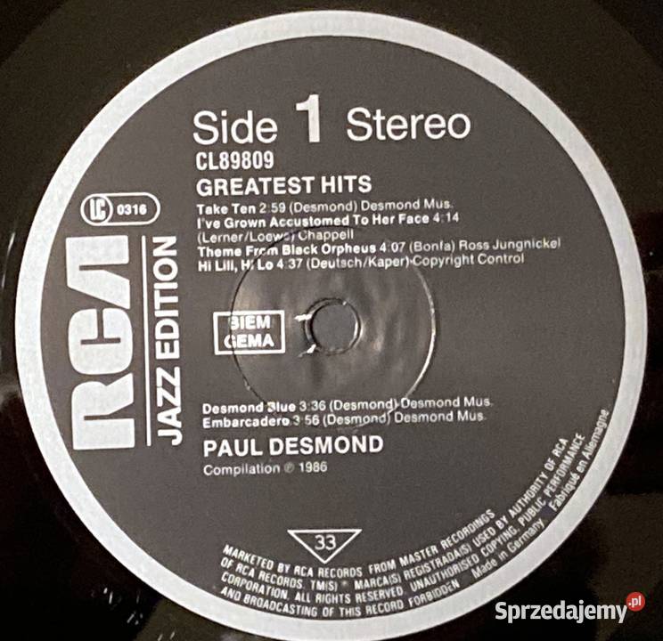 Paul Desmond Greatest Hits Szczecin sprzedam