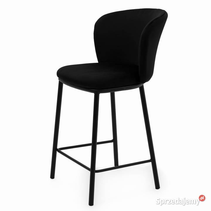 Czarny Hoker Tapicerowany Bari Wysyłka 24H 55cm Krzesła Tarchały Małe