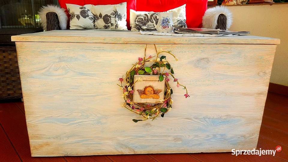 Skrzynia rustykalna siedzisko kufer ławka biała Pozostałe Radków