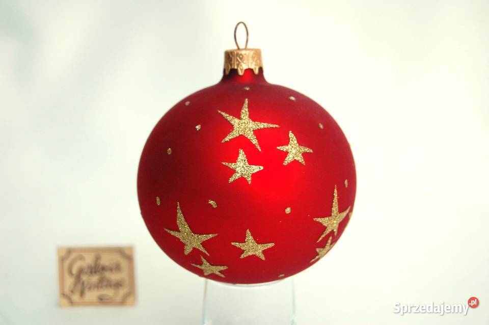 Bombka szklana czerwona satynowa matowa złote czerwony Lublin