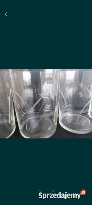 Szklanki komplet z grawerowaną dekoracją vintage Olecko