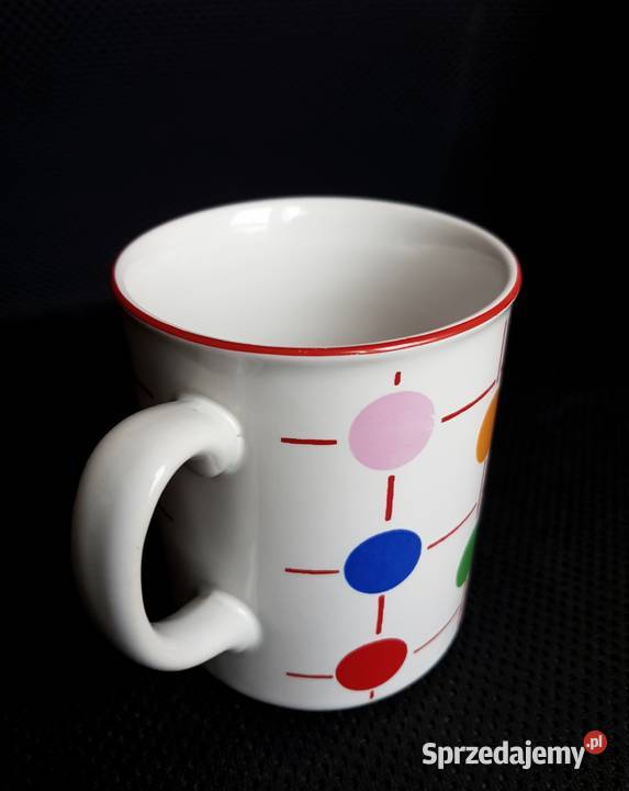Porcelit Pruszków kubek grochy kółka Warszawa