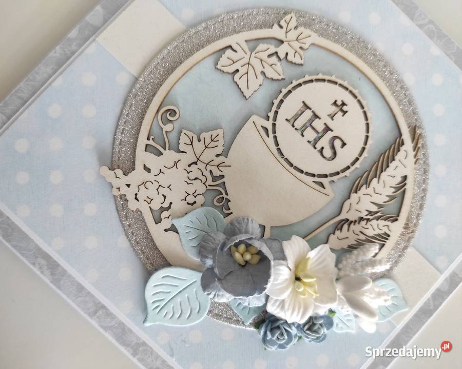 Kartka ręcznie robiona na Komunię Świętą z Łódź