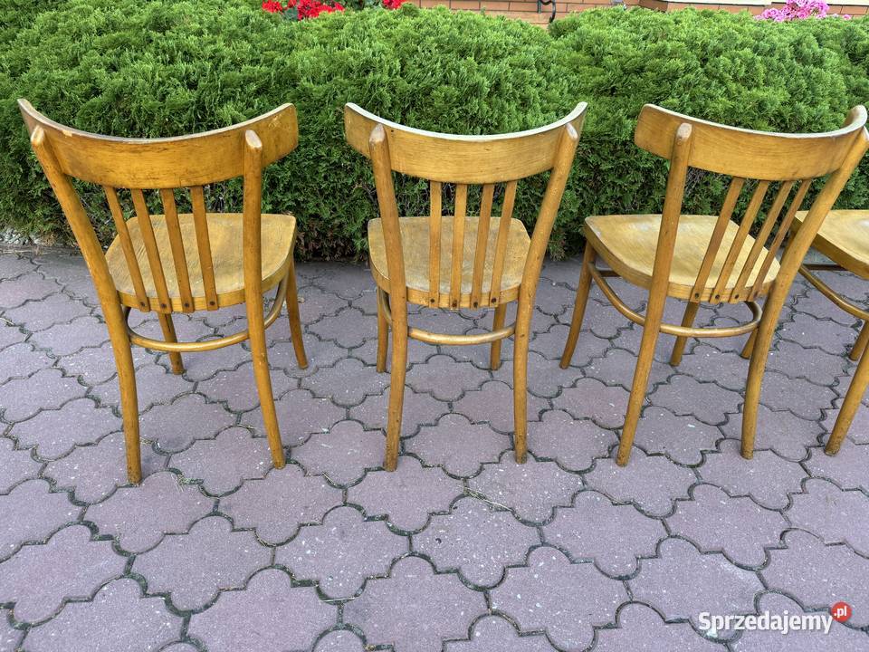 Krzesła gięte 5 vintage PRL art deco krzesło mazowieckie