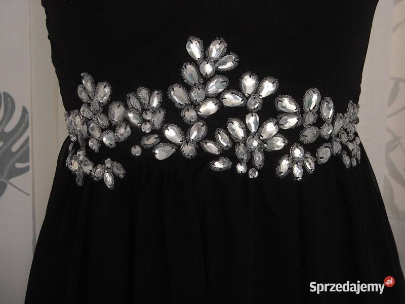 Czarna sukienka ax paris kamienie 10 m s Lubartów