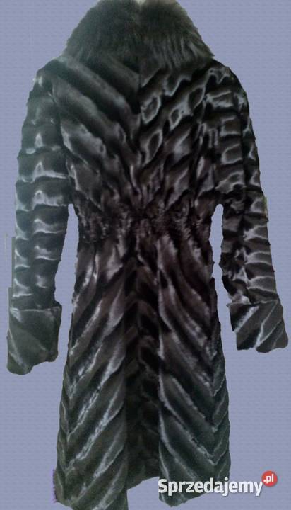 Damski czarny futrzany płaszcz ze sztucznego Moda i Styl sprzedam