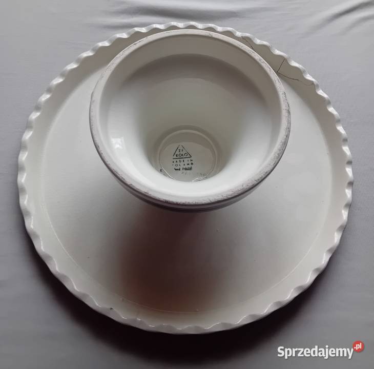 Ręcznie malowana fajansowa patera na stopie ZF wielkopolskie