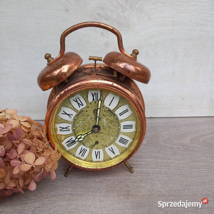 Miedziany francuski zegar francuski budzik mazowieckie Warszawa
