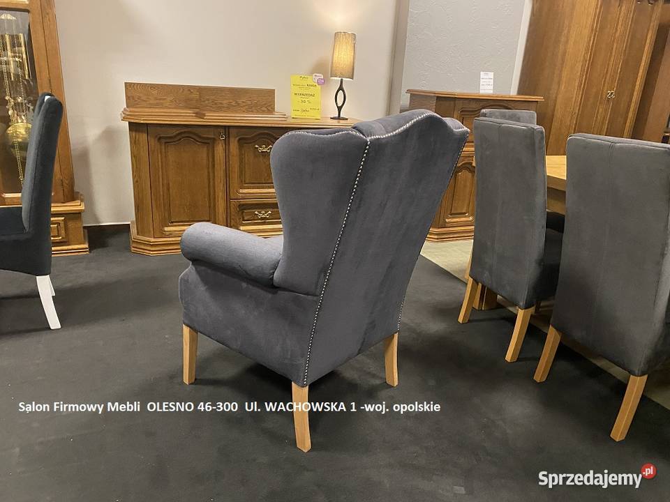 Fotel Ludwik Stylowy Uszak Tkanina Zmywalna Łubniany