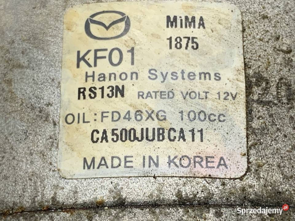 SPRĘŻARKA KLIMATYZACJI MAZDA 6 GJ CA500JUBCA11 osobowe podkarpackie