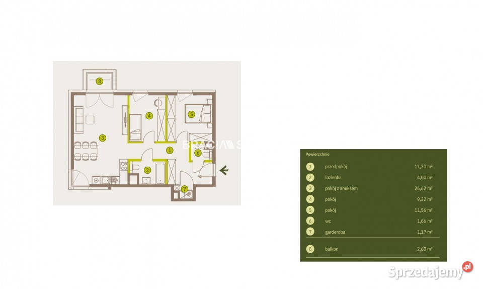 Mieszkanie Kraków 6562m2 3 pokojowe Rok budowy 2025