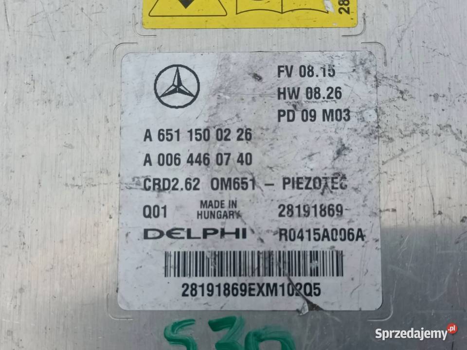 MercedesBenz GLK CDI STEROWNIK KOMPUTER SILNIKA Komputery