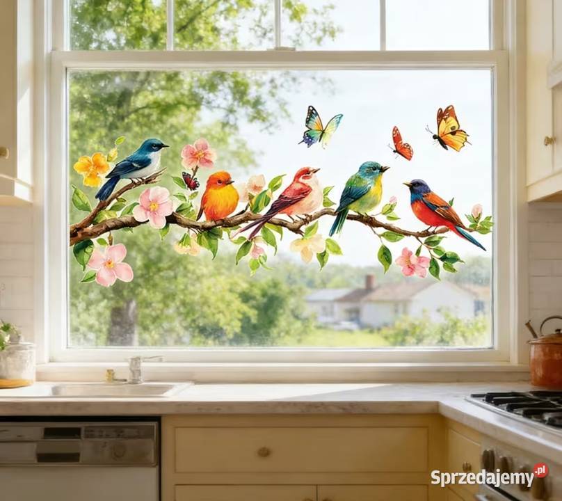 Dwustronna naklejka na szybę z ptakami mazowieckie Ząbki