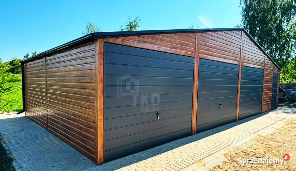 Garaz blaszany 12x6 m 3x brama uchylna drzwi Radom